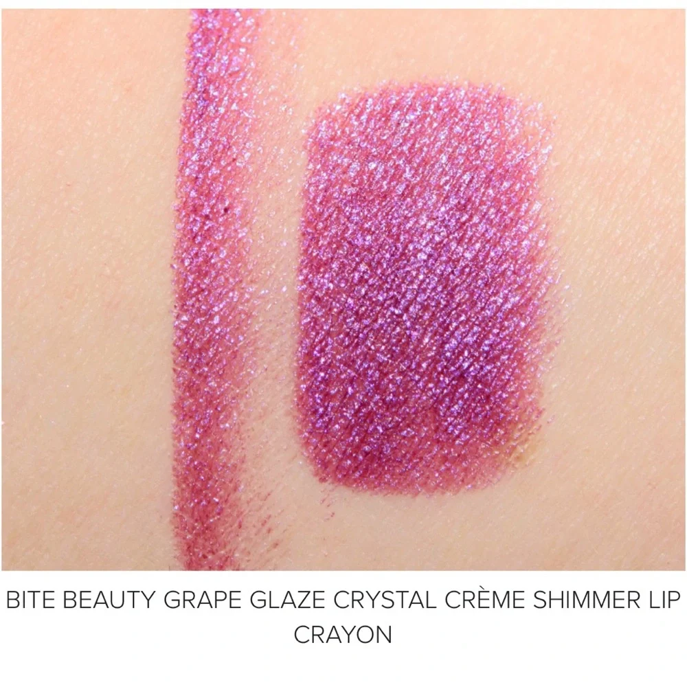 NEW UNUSED Bite Beauty Crystal Crème Shimmer Lip Crayon in Grape Glaze